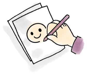 イラストを描いているところ