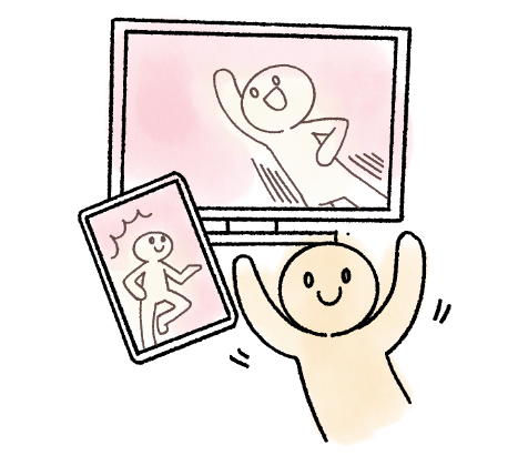 キャラクターがいろんな端末で活躍しているイメージ